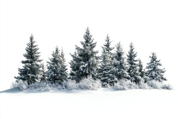 High Definition Picture of New Year Moonlit Forest Isolated on White Background, Depth of Field