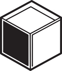 Black and white geometric cube shape isometric