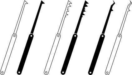 outline silhouette lock picks icon set
