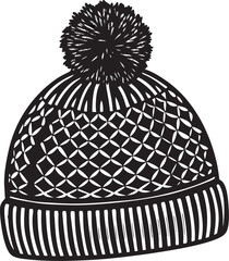 Black crochet beanie with pom winter hat knitted