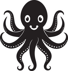 Cute black octopus with white dots and eyes kawaii