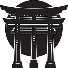 Japanese torii gate icon black traditional