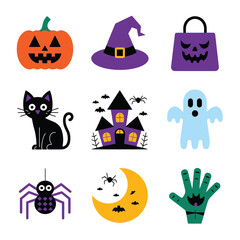 Obraz premium 2d vector illustration Halloween t shirt icon design items ghost character Candles in carved pumpkin 
