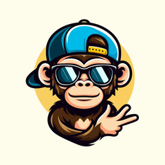 illustration of a monkey with glasses style 