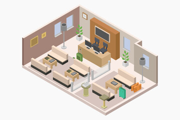 Obraz premium Hotel Reception Hall Interior Isometric