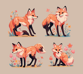 Obraz premium set of cartoon fox