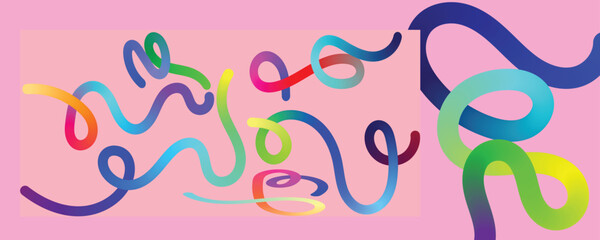 Fun Swirl Wave Art Templates for Branding and Ads.EpS10