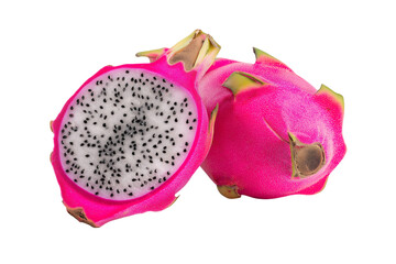 Freshly cut dragon fruit  isolated on white background
