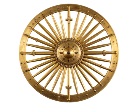 Flat Lay of Vintage Monstrance with Stylized Sunburst Pattern, isolated on a transparent background