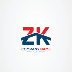 ZK or KZ Creative Modern Letters Logo Design Element