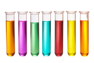 Colorful test tubes filled with liquid  isolated on white background