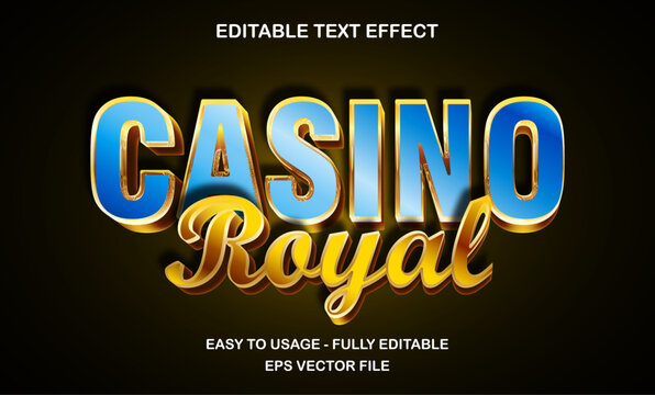 Luxury casino royal text effect with golden elegant style for gambling or poker design