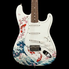 Japanese Koi Fish In The Sea Guitar Skin Design.jpeg