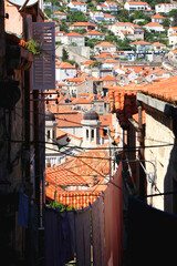 Picturesque Mediterranean street in Dubrovnik, Croatia.