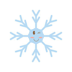 Cute Snowflake Winking Cartoon Character Illustration