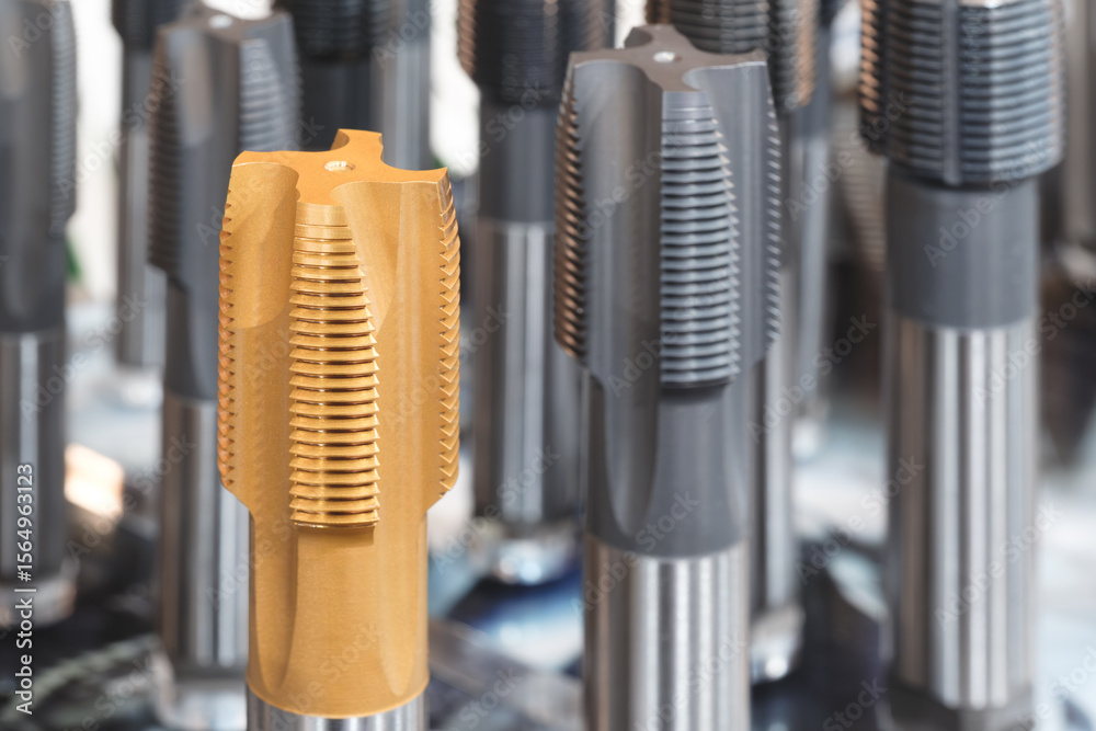 Aufkleber various types of drill bitsmilling cutter . display is organized and bits are arranged in a way that makes it easy to see the differences between them