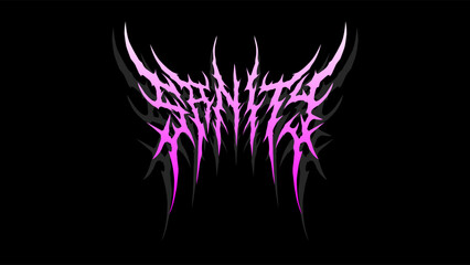 Sanity, typography vector in a striking and stiff touch dark metal style lettering. for t-shirt print apparel, sticker, poster, logo and more