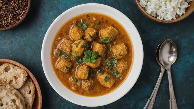 Delicious soya chaap curry in a healthy bowl