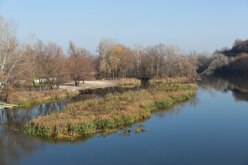 Russia Donetsk region Svyatogorsk Lavra on a cloudy autumn day