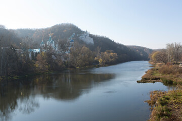Fototapeta premium Russia Donetsk region Svyatogorsk Lavra on a cloudy autumn day
