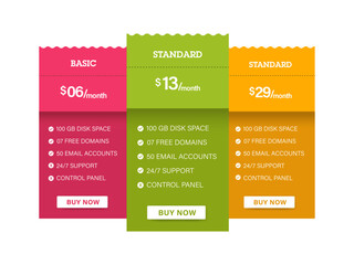 Colorful Pricing Table Banner Design for Subscription Plans