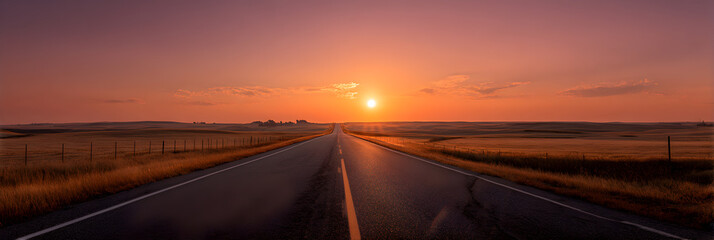 Fototapeta premium Infinite Horizon: The Endless Road Leading to Possibilities and Beyond, a Pathway Into the Unknown and Limitless