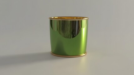 Elegant Green and Gold Metal Cylinder Container