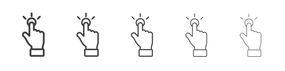Hand clicking icon Line graphics illustration symbol