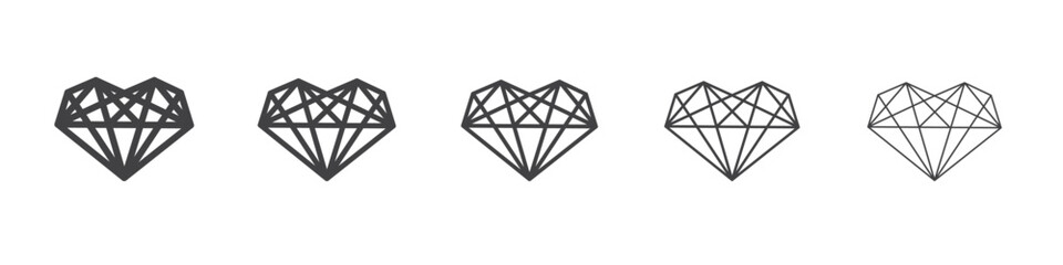 Heart shaped diamond icon Line graphics illustration symbol