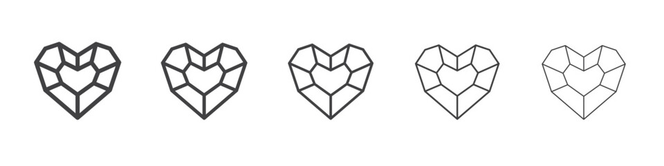 Heart shaped diamond icon Line graphics illustration symbol