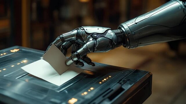 Robot voting machine illustration