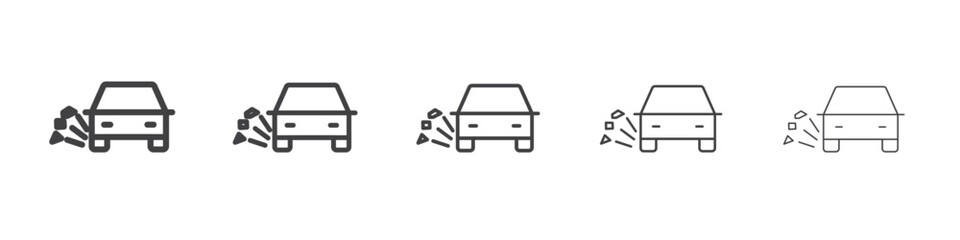 Loose chippings roadworks sign icon Line graphics illustration symbol