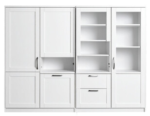 Modern White Wall Cabinets Isolated on Transparent Background PNG
