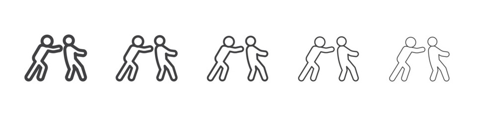 Man pushing another person icon Line graphics illustration symbol