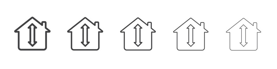 Minimum ceiling heights icon Line graphics illustration symbol