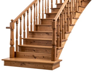  Rustic Wooden Staircase Isolated on Transparent Background PNG