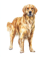 Obraz premium golden retriever isolated on white watercolor illustration