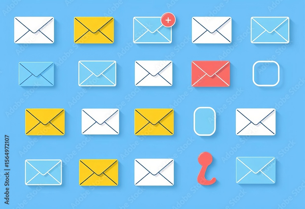 Fototapete Clean, modern vector icons of envelopes and mail for web, app, and computer interfaces, web, minimal
