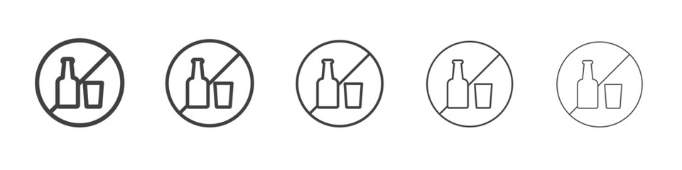No alcohol and cigarettes icon Line graphics illustration symbol