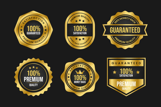 100% Guaranteed Premium Quality Labels Collection with Money Back Assurance Badge Set Design