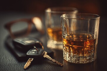 Dwi Warning: Driver Nailing Key and Wearing Glasses - Avoid Drunk Driving