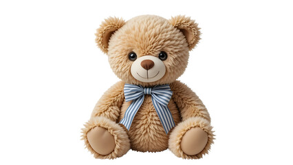 Obraz premium Adorable teddy bear with blue bow tie plush toy for kids and collectors cute stuffed animal gift idea on transparent background