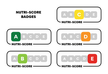 Nutri-Score labels. Healthy food badges