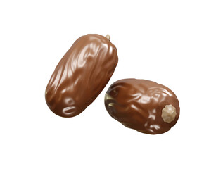 Two delicious, shiny dates icon rendering 3d illustration