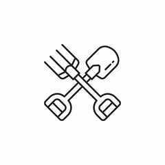 crossed garden tools icon sign vector