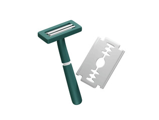Razor and Blade Illustration icon 3d rendering