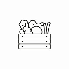 wooden crate vegetables icon sign vector