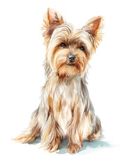 Yorkshire terrier dog illustrated on white