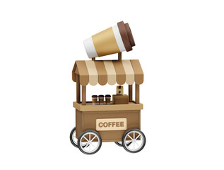 Coffee Cart icon 3d. Coffee food cart icon 3d rendering illustration © RABEYA