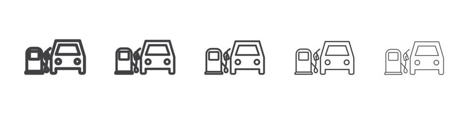 Refueling Car icon Line graphics illustration symbol